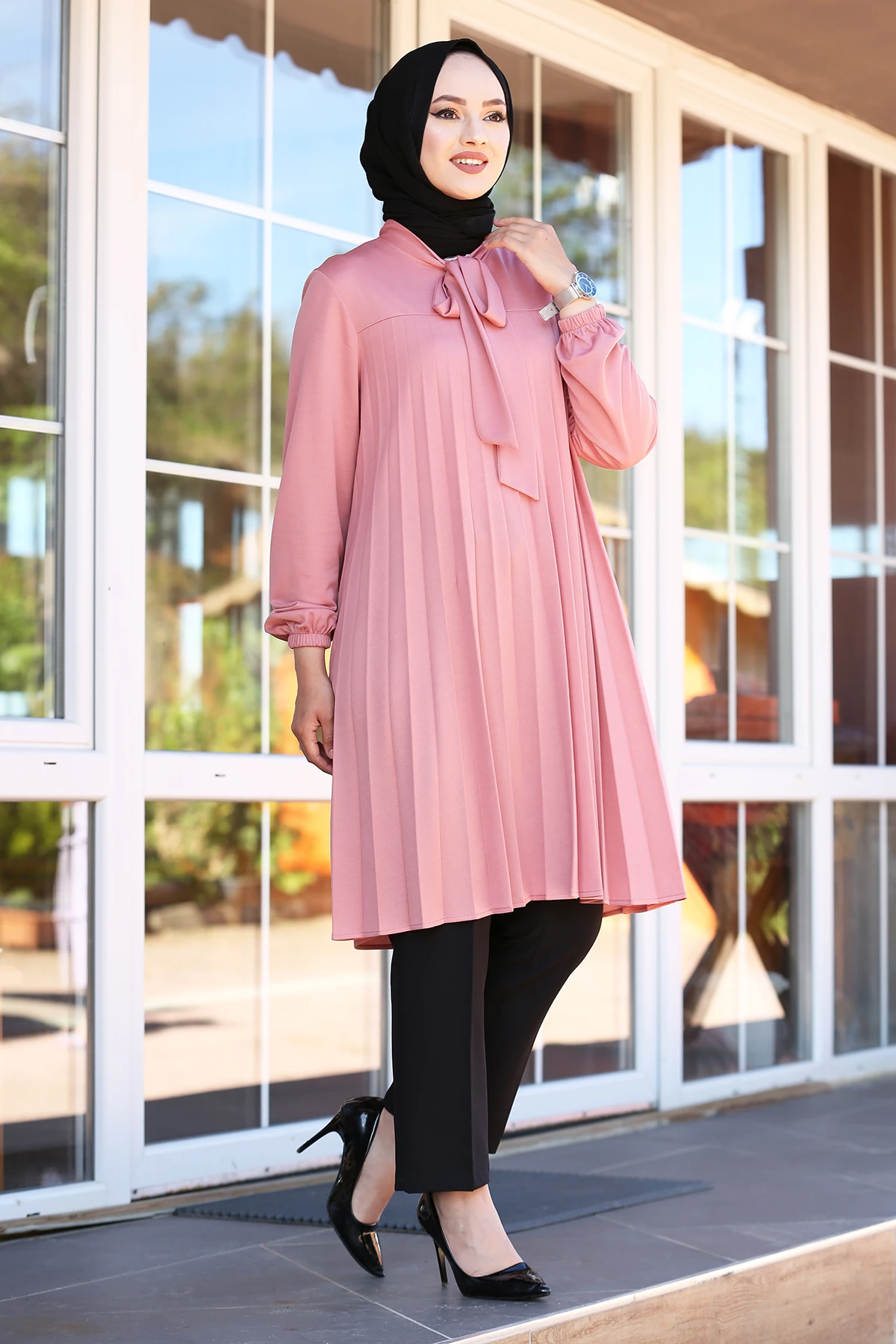 

Açelya; Pleats Tunik MD-Powder