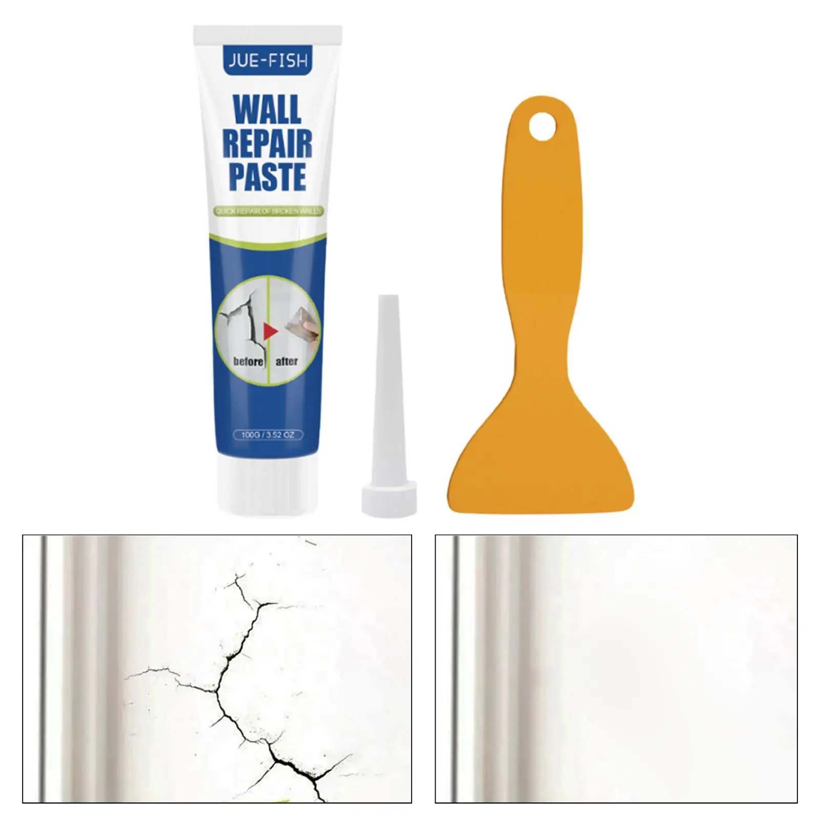 Kit di riparazione per cartongesso con raschietto, riempitivo per fori ad asciugatura rapida, pasta di riparazione per soffitti, appartamenti, crepe domestiche, cartongesso