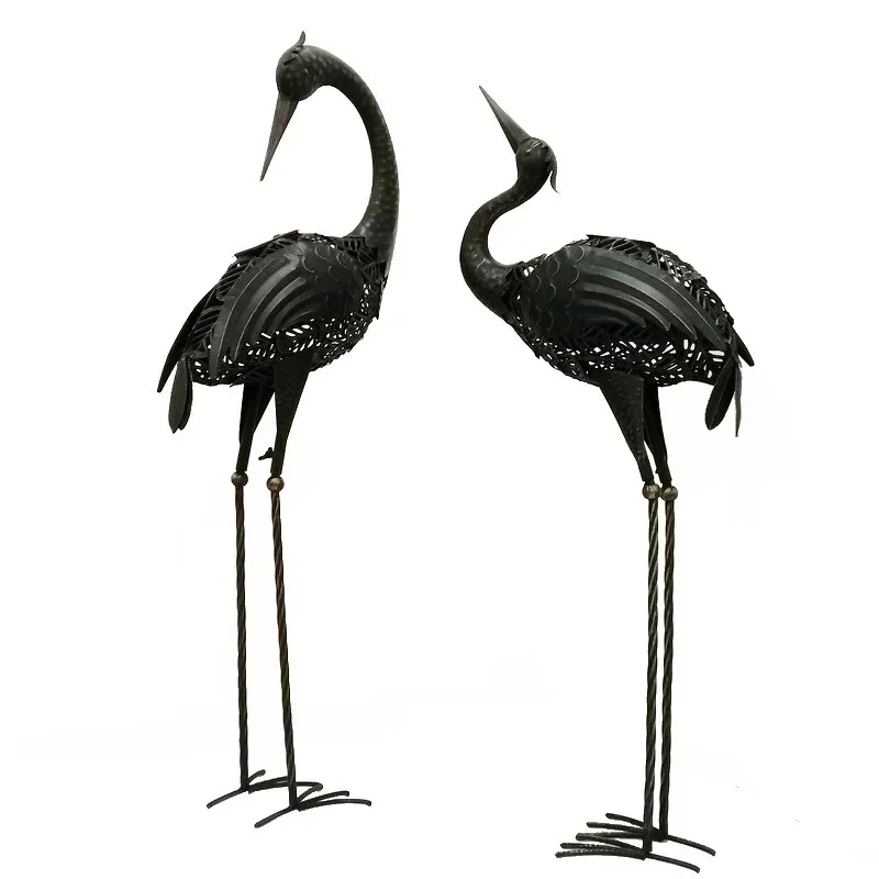 

Outdoor Garden Home Garden Metal Crafts Solar Light Iron Art Animal Crane Floor Ornament