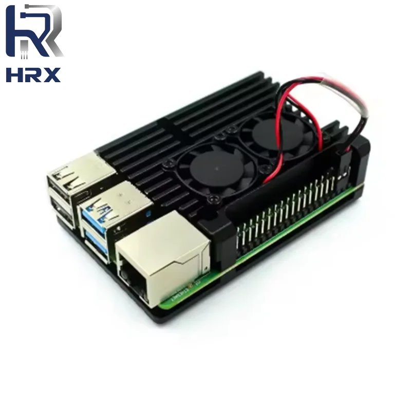 Aluminum Case Alloy Armor with Cooling Heatsink Dual Fan for Raspberry Pi 4 Model B