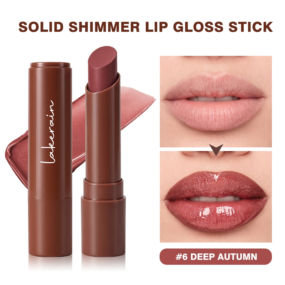 Lipstick Solid Shimmer Lip Gloss Stick Glossy Shimmer Finish Hydrating Plumping Non Sticky Buildable Color Lip Makeup For Women