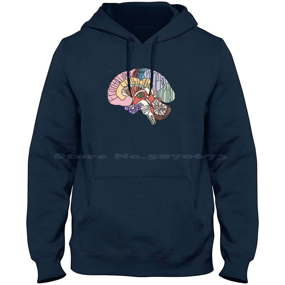 Labeled Brain Anatomy 100% Cotton Hoodie T Shirt Anatomy Medicine Biology Medical Physiology Cerebellum Diagram Frontal Labels