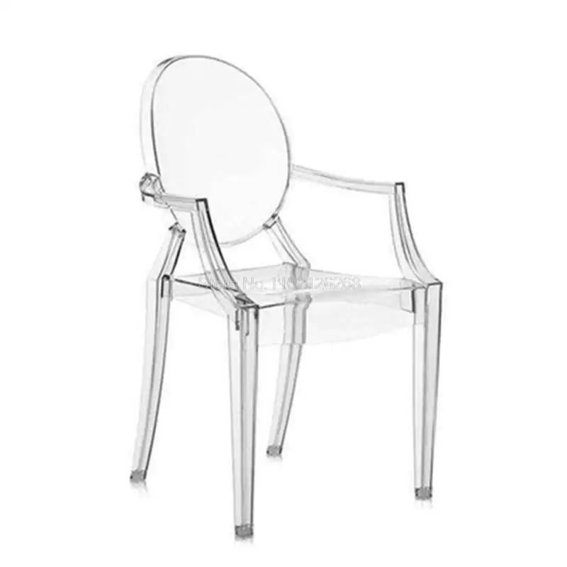 

Acrylic Crystal Transparent Chair with Armrests Devil Ghost Chair Simple Hotel Restaurant Wedding Photography Stool