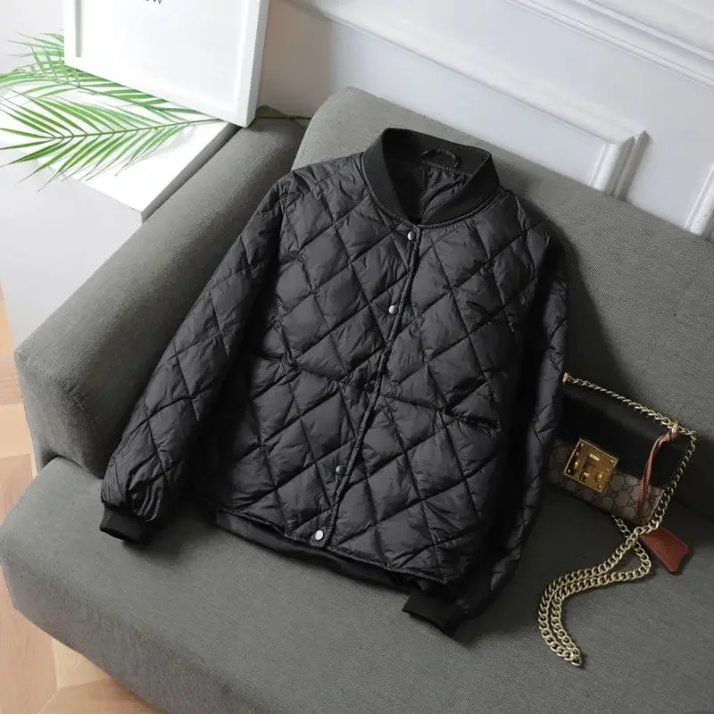 2024 New Fashion Ultra Light Down Cotton Outwear Women Short Quilted Cotton Jacket Autumn Single Breasted Cotton-Padded Jacket