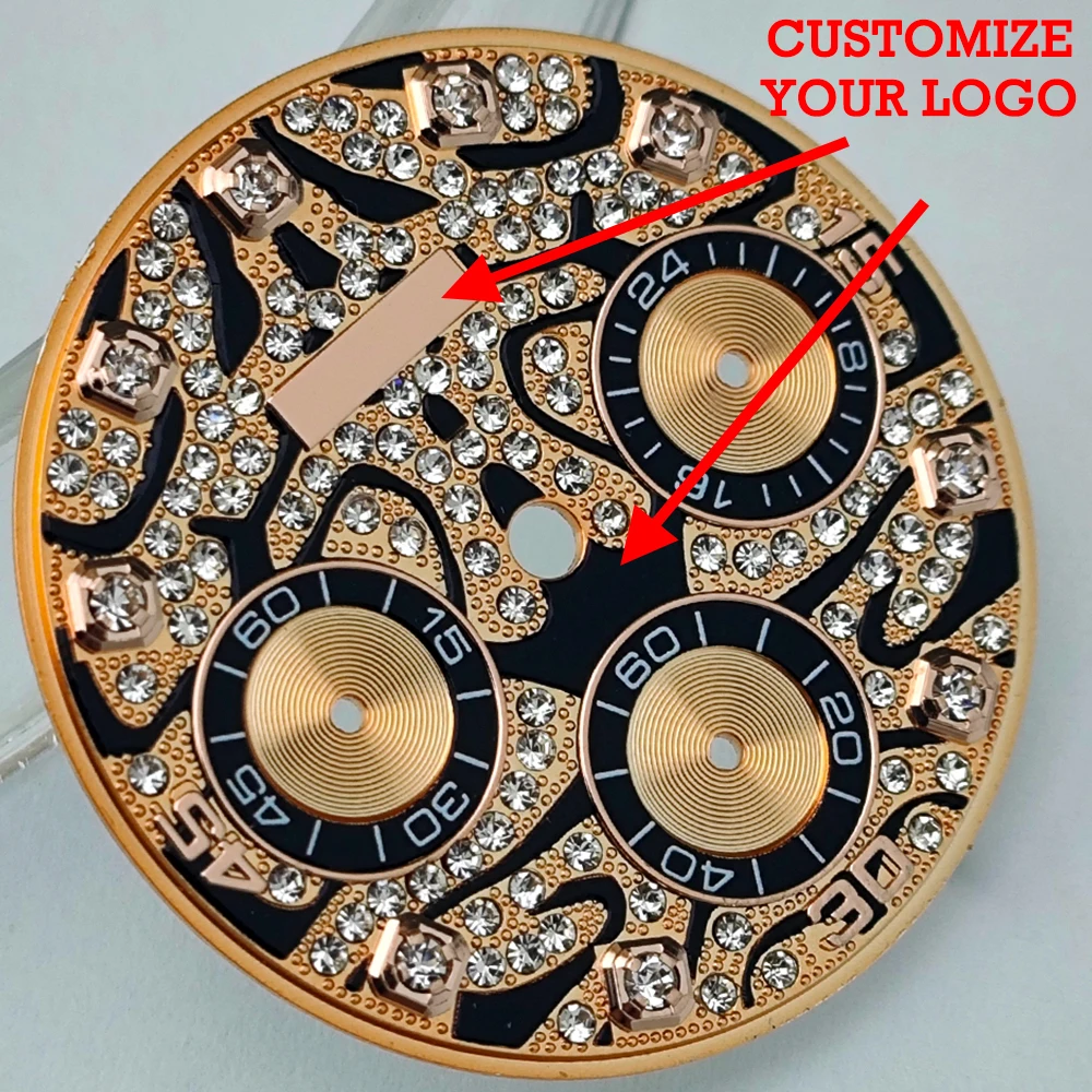 

29mm dial luxury tiger diamond dial suitable for VK63 quartz movement, customizable for your logo dial, watch accessories