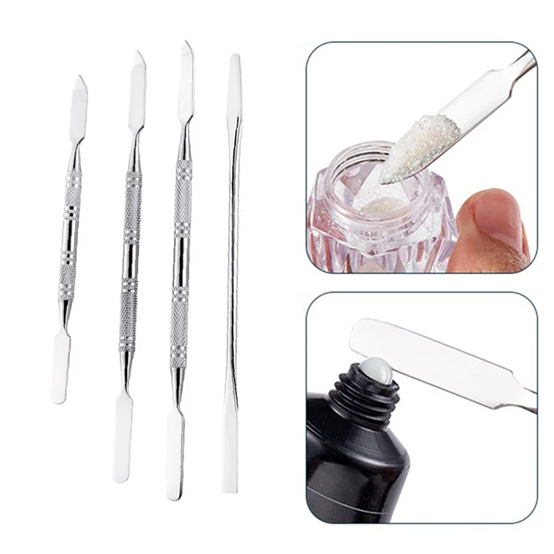 Stainless Steel Single/Dual Heads Makeup Toner Spatula Mixing Stick Foundation Cream Lip colors Eye Shadow Cosmetic Nail  Tool