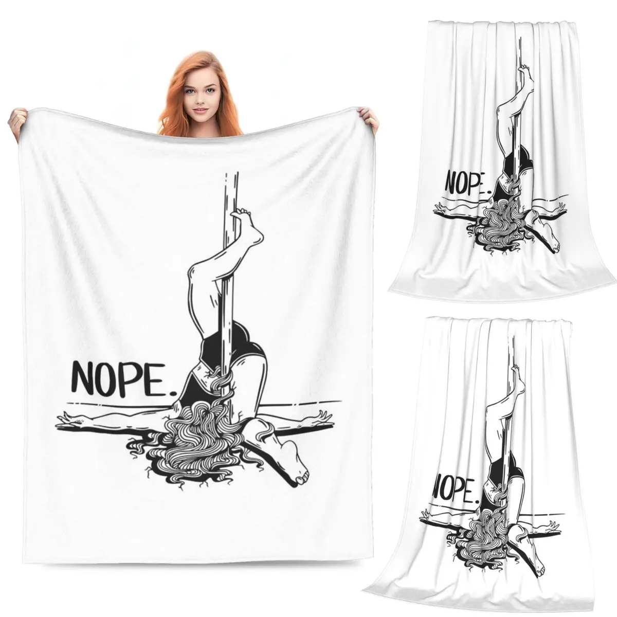 

Pole Dance NOPE - черные одеяла, флисовые дышащие пледы для дивана, для дома, спальни, офиса, покрывала, одеяла