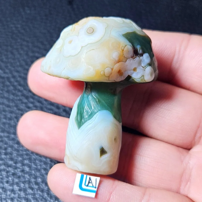 

Natural Alxa Agate Hand Carved Mushroom Work Feng Shui Decoration Christmas Gift Home Decorations