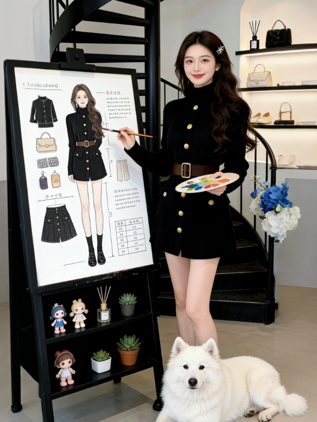 

Elegant Black Slim Fit Dress StylishWaist Cinching Gentle Wind Fashionable Spring 2026 City Commute Street Style Church Date