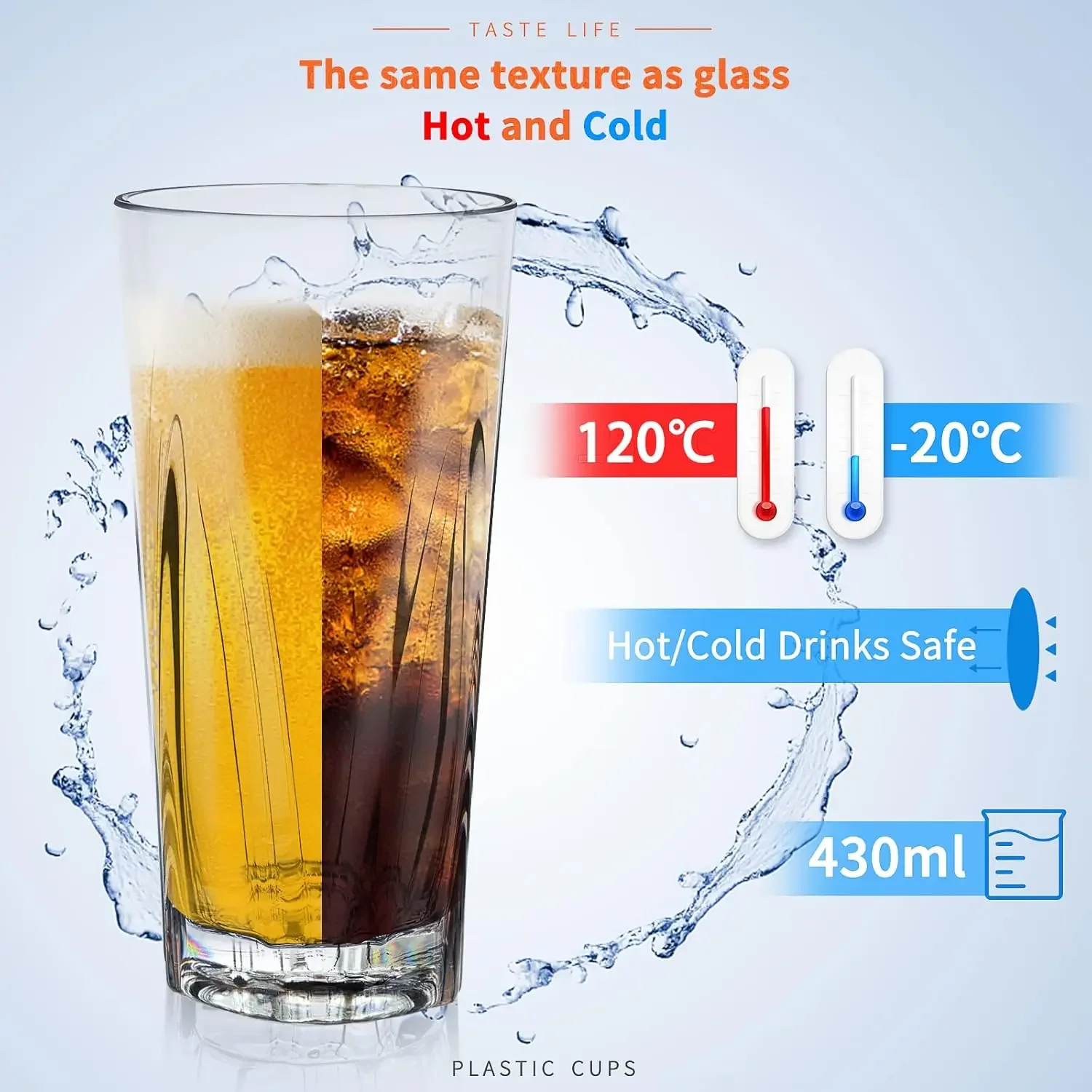 Stapelbare Kunststoffbecher, 4er-Set, Acryl-Trinkgläser für Kinder zum Trinken von Saftwasser, Camping, tragbare Tassen, Picknicks, Grillen