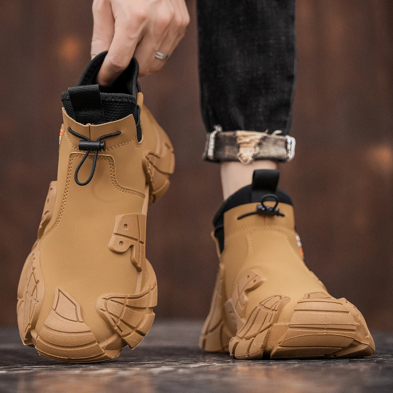 Men's Sport  Boots Autumn Winter Wear Resistant Anti-Slip Waterproof Zipper High Help Safety Fashion Work Shoes view 4