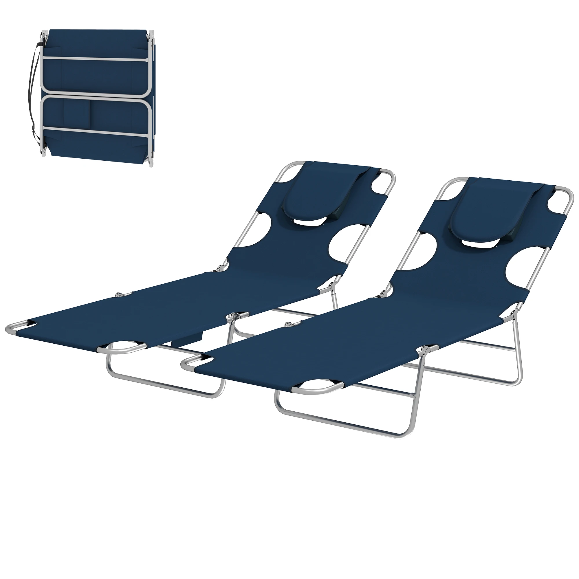 

2 Pack Folding Sun Lounger with 4-Position Recline Footrest Mesh Fabric Lightweight Portable for Camping 264 Lbs Cream White