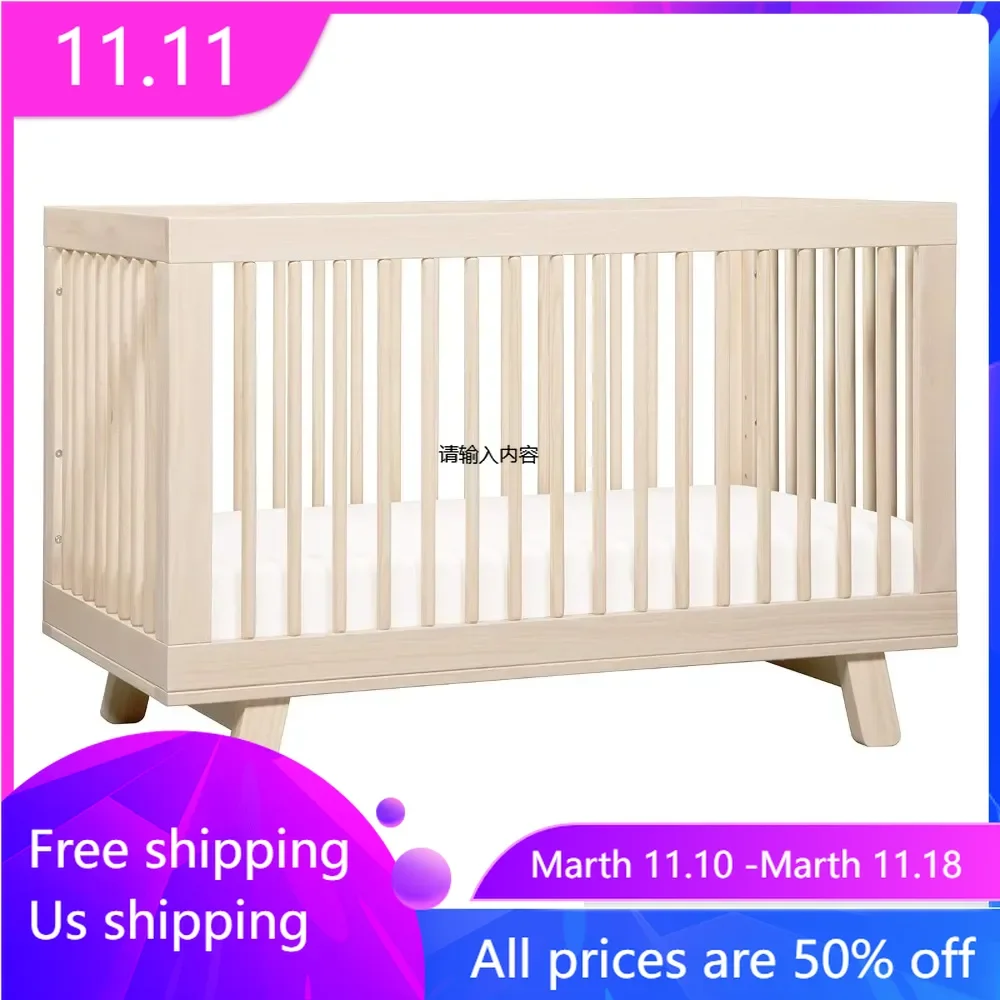 

Hudson 3-in-1 Convertible Crib with Toddler Bed Conversion Kit，Sustainable design baby cribs in Washed Natural