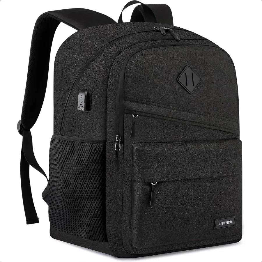 

School Backpack for Teens Boys 15.6 Inch Laptop Backpack with USB Charging Port Water Resistant Design College High School Book