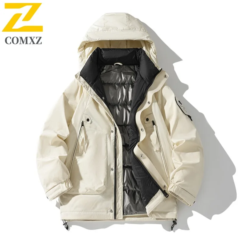 COMXZ Winter Down Jacket Men High Quality Detachable White Duck Down Liner Coat Man Casual Business Cold-proof Puffer Parka 2025