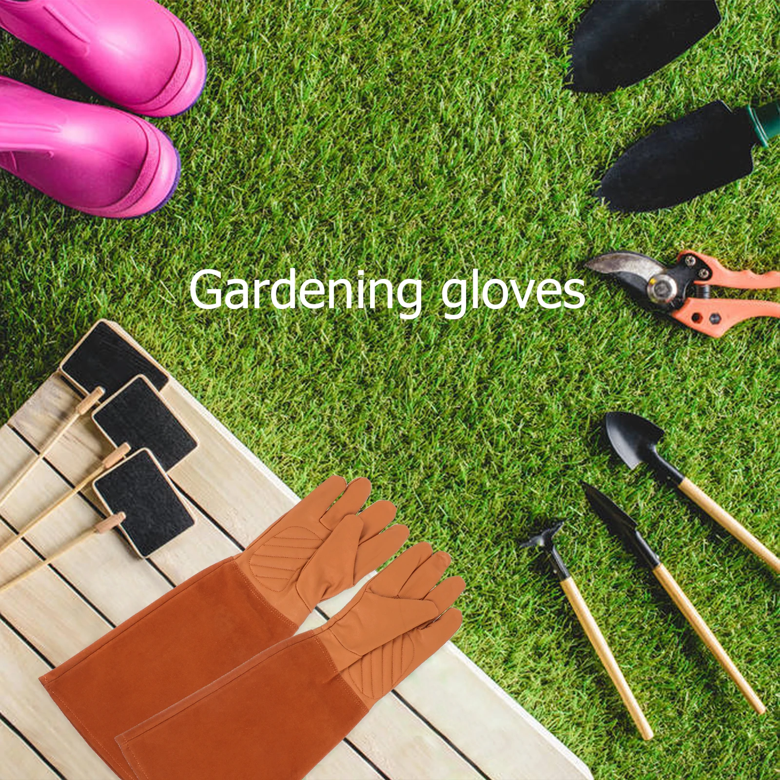 

1Pair Long Sleeve Wrist Protection Gloves Heavy Duty Work Garden Gloves Adjustable Breathable Sweat-Absorbent for Yard Fencing