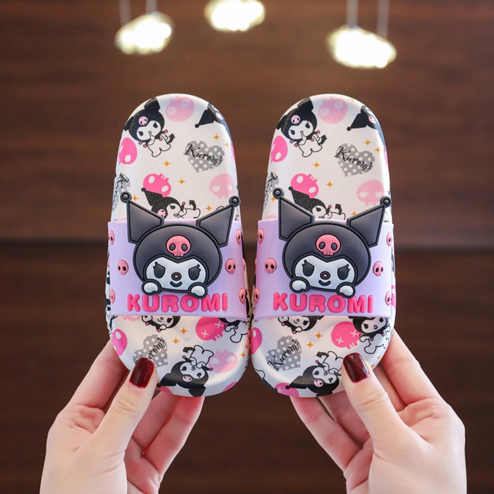 Children Slippers Sanrios Kawaii Anime Cartoon Kuromi Hello Kitty Cinnamoroll Summer Soft Bottom Indoor Non-Slip Slippers Gift