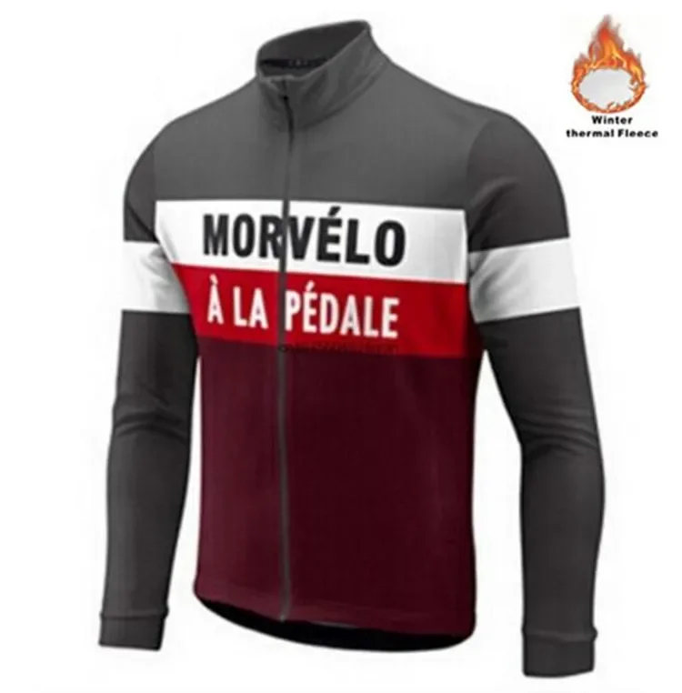 Morvelo Winter Thermal Fleece Men\'s Cycling Jersey Long Sleeve Ropa Ciclismo Bicycle Wear Bike Clothing Maillot