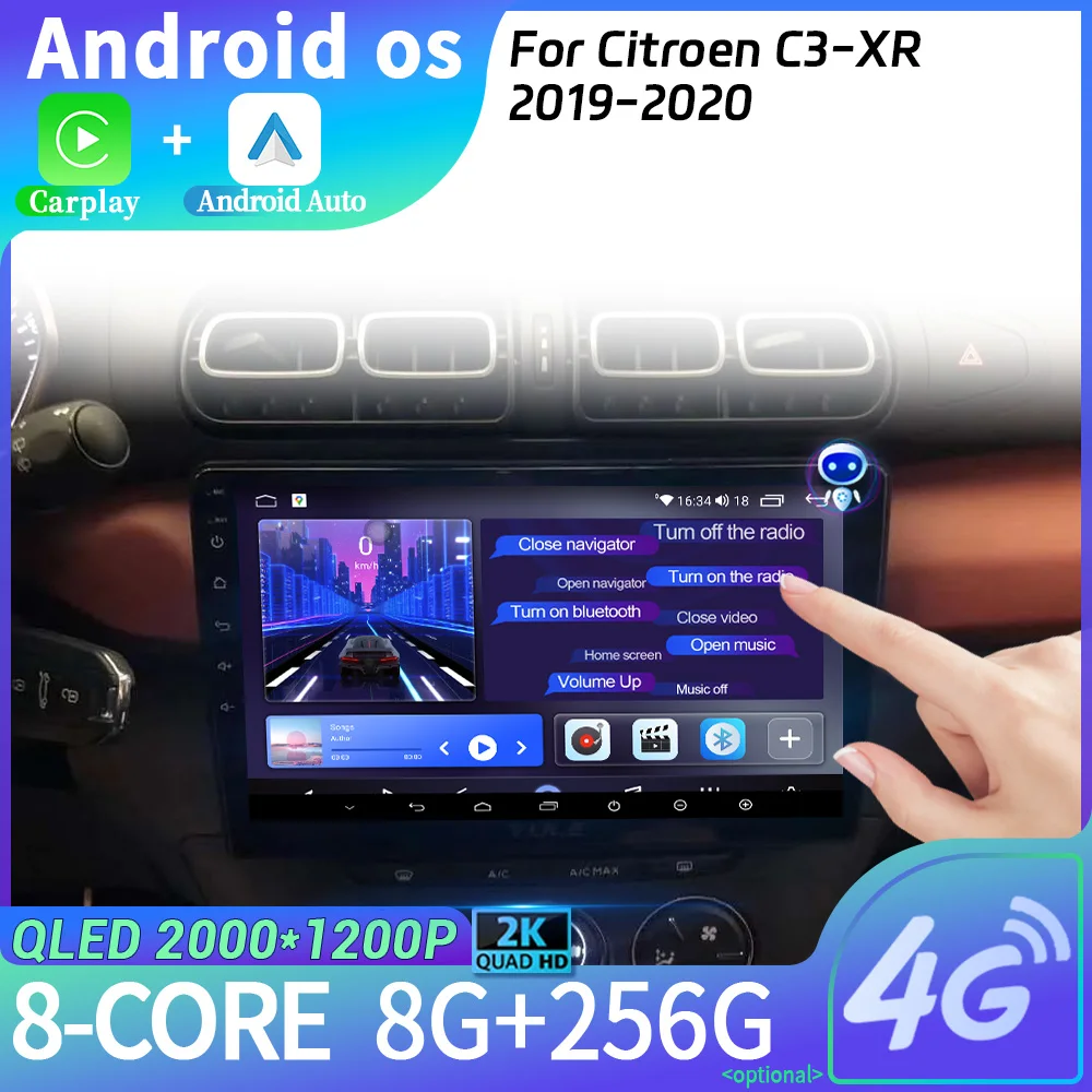 

ForCitroen C3-XR 2019-2020 Car Radio Multimedia Navigation Android 14 Stereo Head Unit Screen 4G 2CIN WIFI