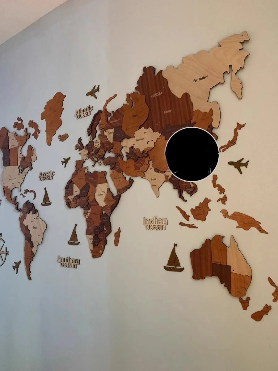 الخشب الصلب خريطة العالم السفر الشمال غرفة المعيشة حائط الخلفية الديكور اللوحات الزخرفية الكبيرة قسم المكتب المدرسة ثلاثية الأبعاد #2