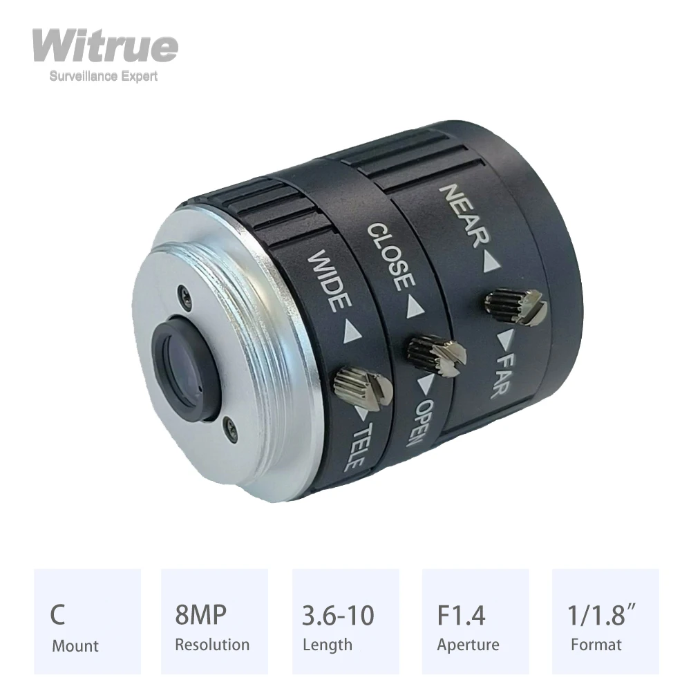 Varifocale Lens 3.6-10Mm Hd 8 Megapixel C Mount Diafragma F1.4 Formaat 1/1.8 Voor Bewakingsbeveiliging CCTV IP-Camera 'S