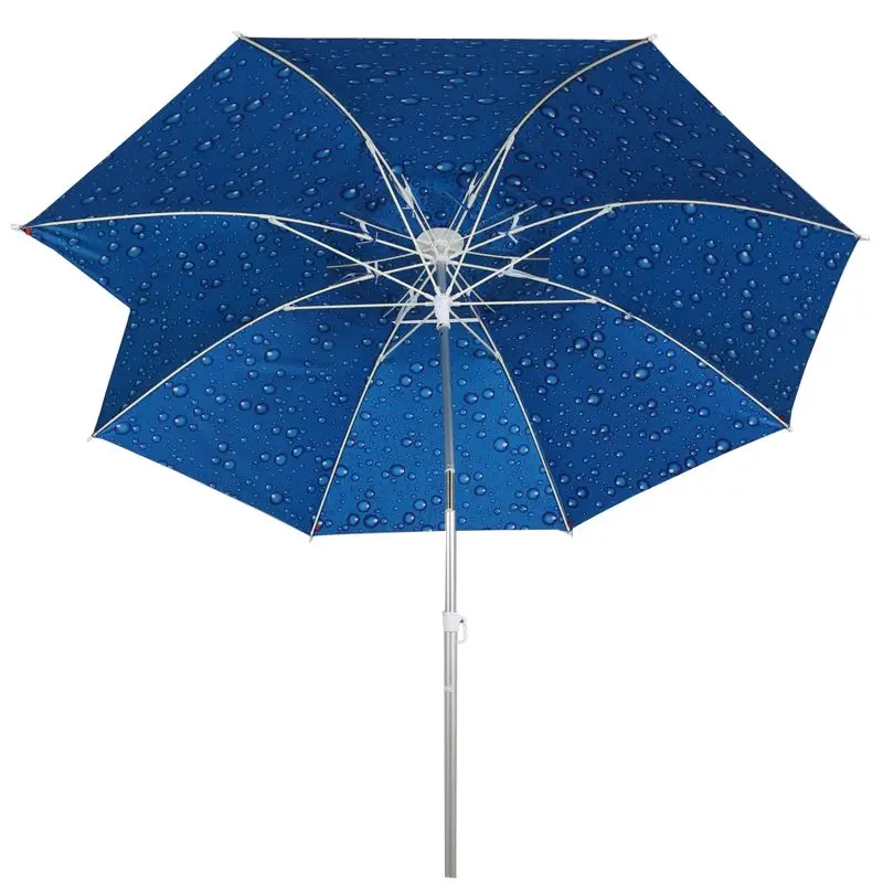 Fishing Umbrella Double Layer Water Drop Pattern Waterproof Anti-UV Adjustable Bend Pole Outdoor Camping Angling Sun Shelter