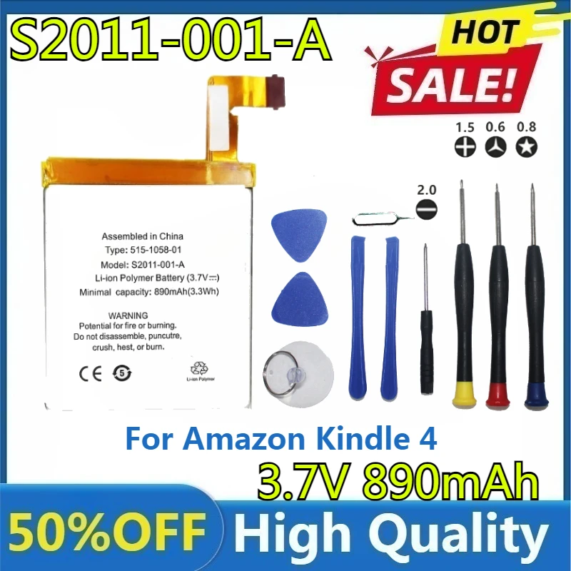 

Новые высококачественные литий-ионные аккумуляторы S2011-001-A для Amazon Kindle 4 D01100 515-1058-01 DR-A015 MC-265360 890 мАч