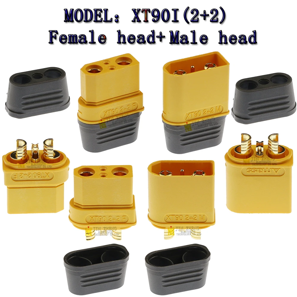 

1PCS/LOT AmassXT90I(2+2)-F/M T model airplane Plug Battery Connector Set Male Female Gold Plated Banana Plug for RC Parts