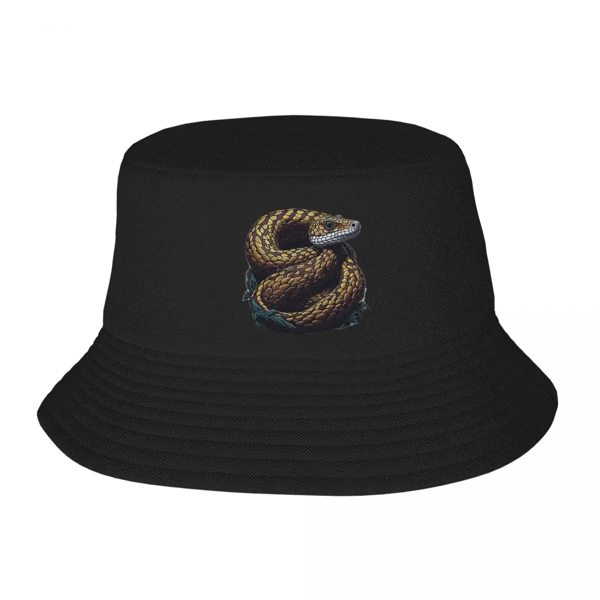 Whimsical Corn Snake Charmer Bucket Hats Panama For Kids Bob Hats Reversible Fisherman Hats Summer Beach Fishing Unisex Caps