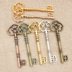 2pcs 83x31mm Bronze Green Gold Colors Antique silver color Plated Key Handmade Charms Pendant:DIY for bracelet necklace