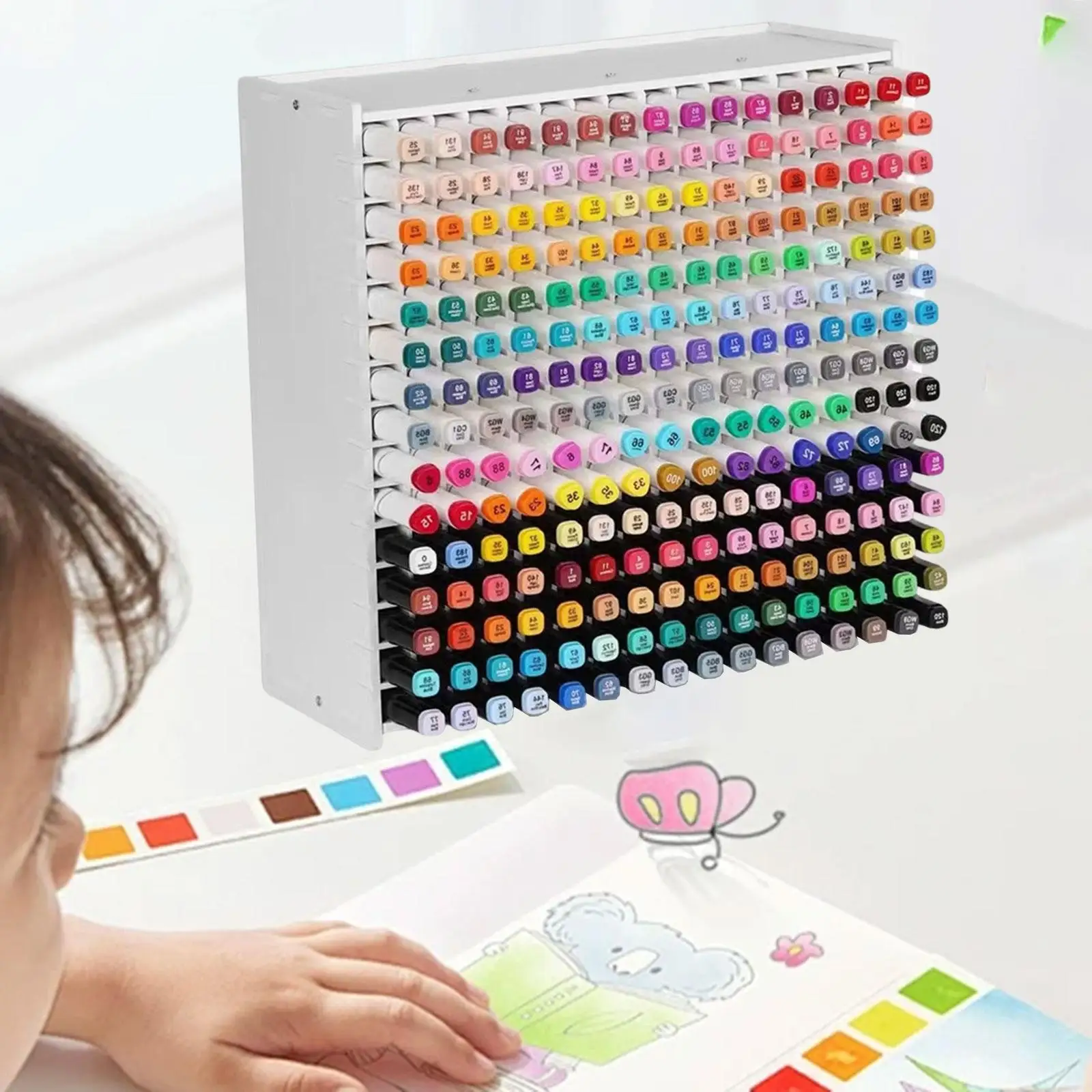 Paint Brushes Holder Marker Pen Organizer Stand with Removable Dividers for Colored Pencils Highlighters Pen Set