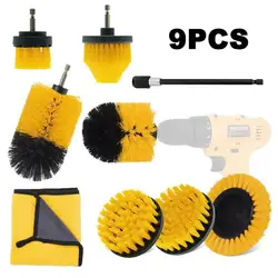 Electric Cleaning Scrubber Brush Drill Brush Kit Power Drill Scrubber Moving Brush Head For Carpet Glass Car Tire Nylon Head Set