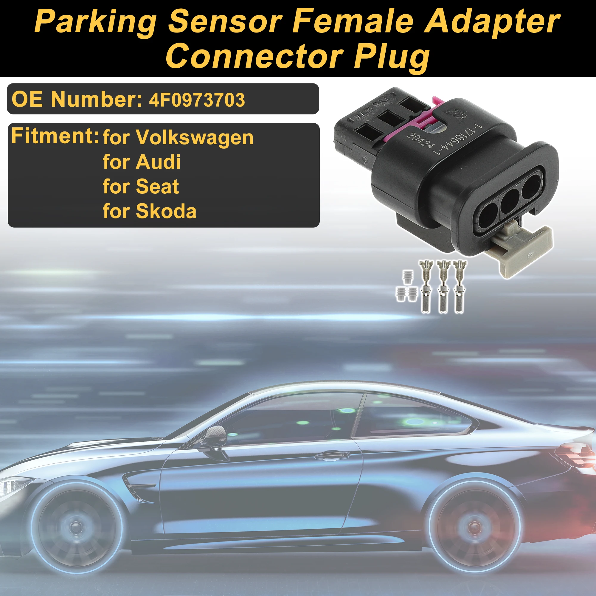 UXCELL 3 Pin Parking Sensor​ Connector Plug for Volkswagen Female Adapter