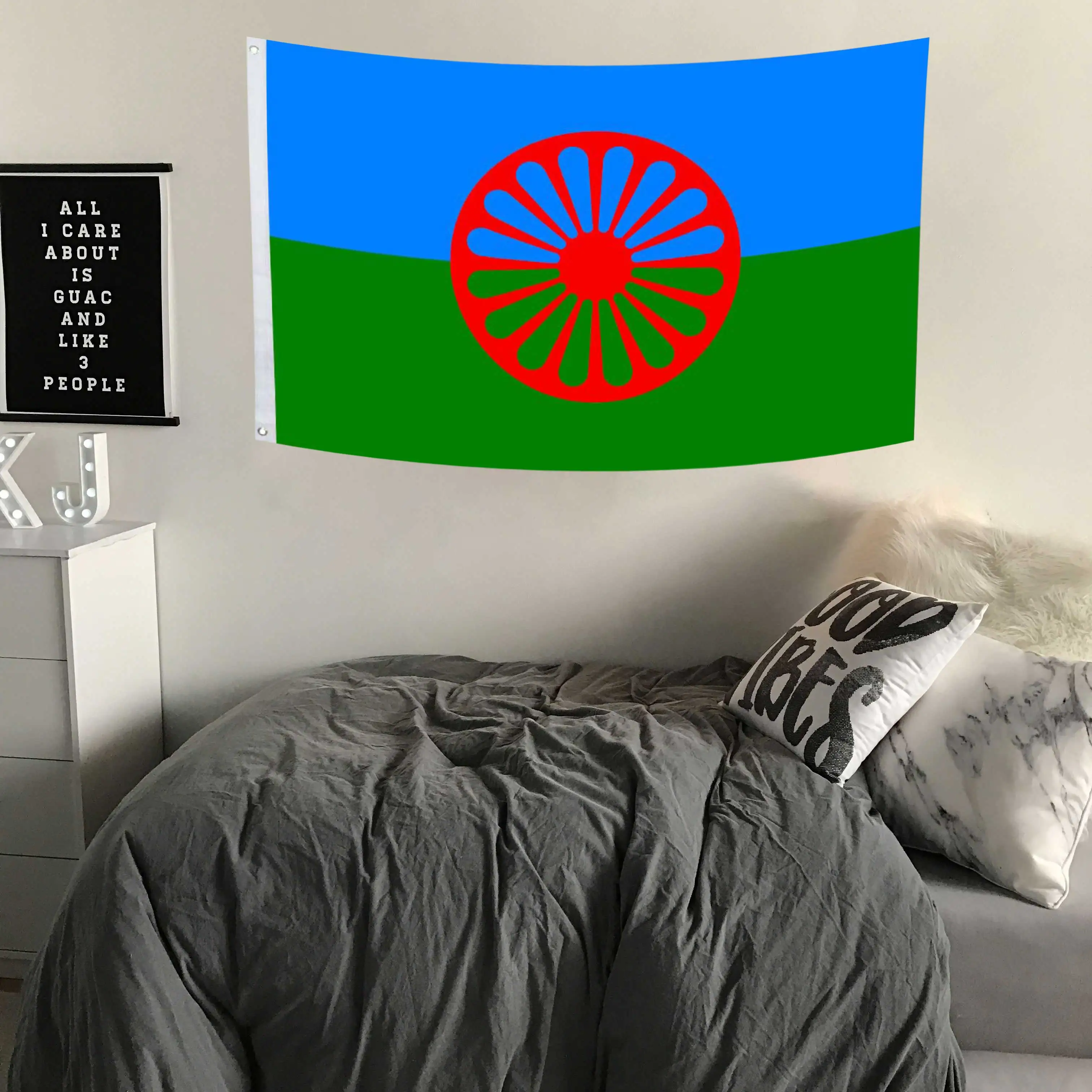 Gypsy Flag Romani Peoples Banner Tapestry with two brass holes For Indoor Outdoor Decoration, Home Decor, Outdoor Decor