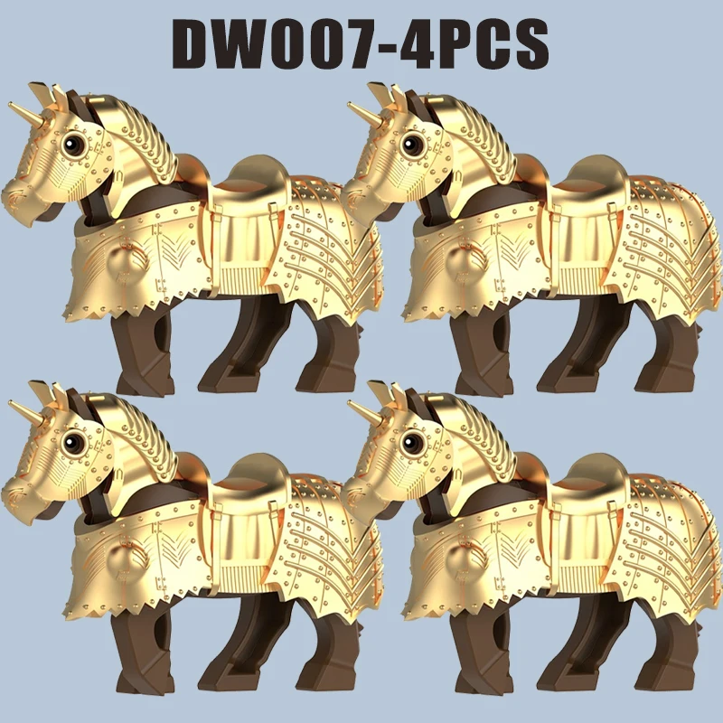 Mittelalterliche Burg Militär Warhorse Serie Bausteine Soldat Figuren Montieren Sattel Ritter Zubehör Wildschwein Ziegel Spielzeug