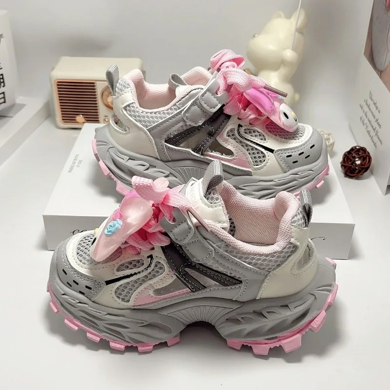 Sweet My Melody Anime Kawaii Liontin Sanrio Sepatu Olahraga Anak-anak Musim Panas Hadiah Sepatu Transparan Kartun Lucu untuk Anak Perempuan