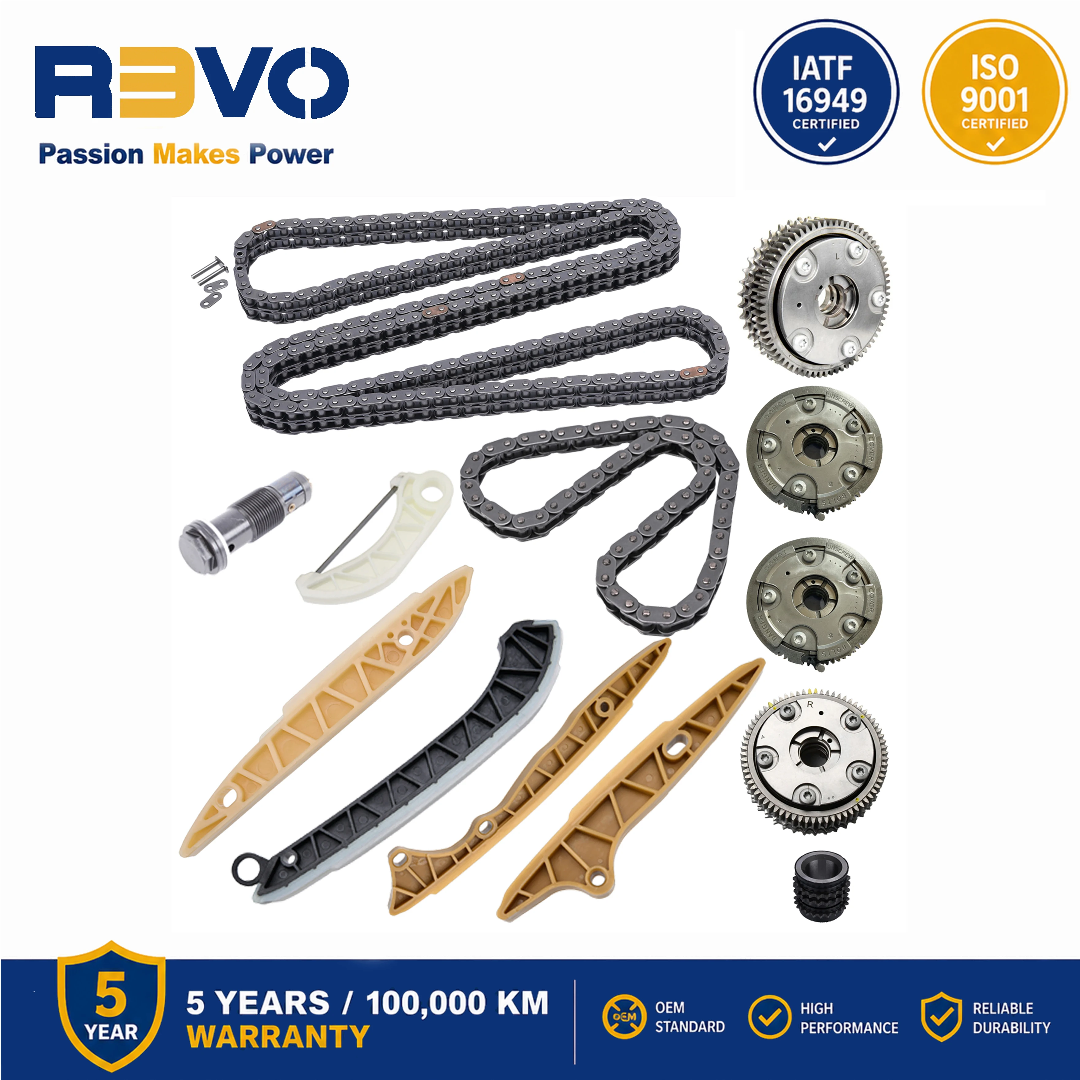 REVO 720508 Engine M272 M273 Timing Chain Kit For E300 C300 S350 OE A0009935876 A0009931078 A2710500911 2710301163