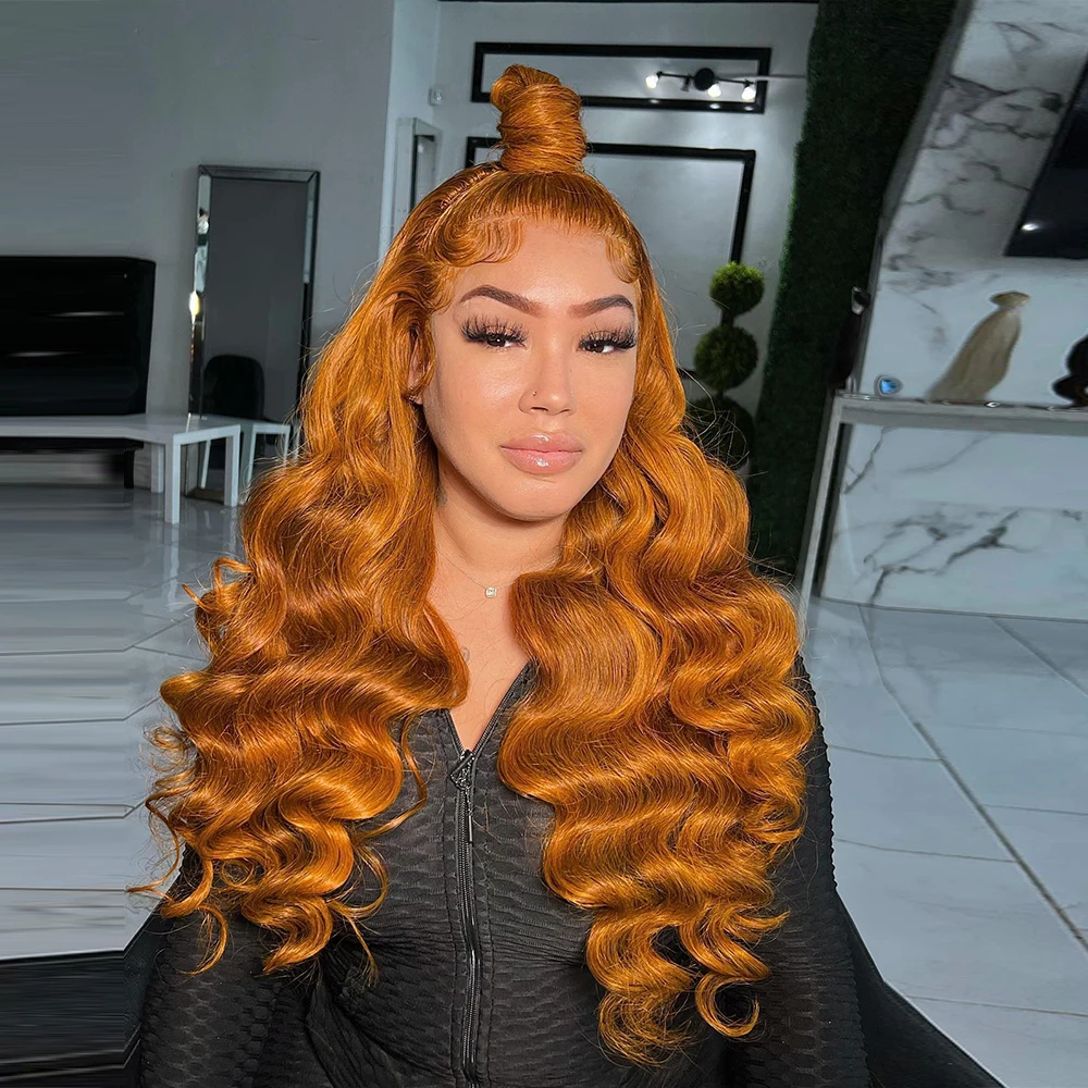 العسل براون خصلات الشعر المستعار الإنسان البرازيلي فضفاض موجة عميقة بني فاتح 13x4 13x6 الدانتيل الشفاف شعر مستعار أمامي للنساء قبل نتف