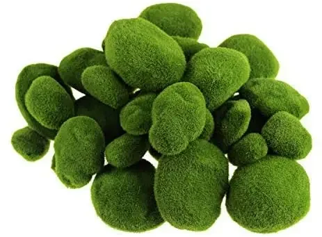 

40 Pieces Artificial Moss Rocks Decorative Faux Green Moss Covered Stones (3 Size)