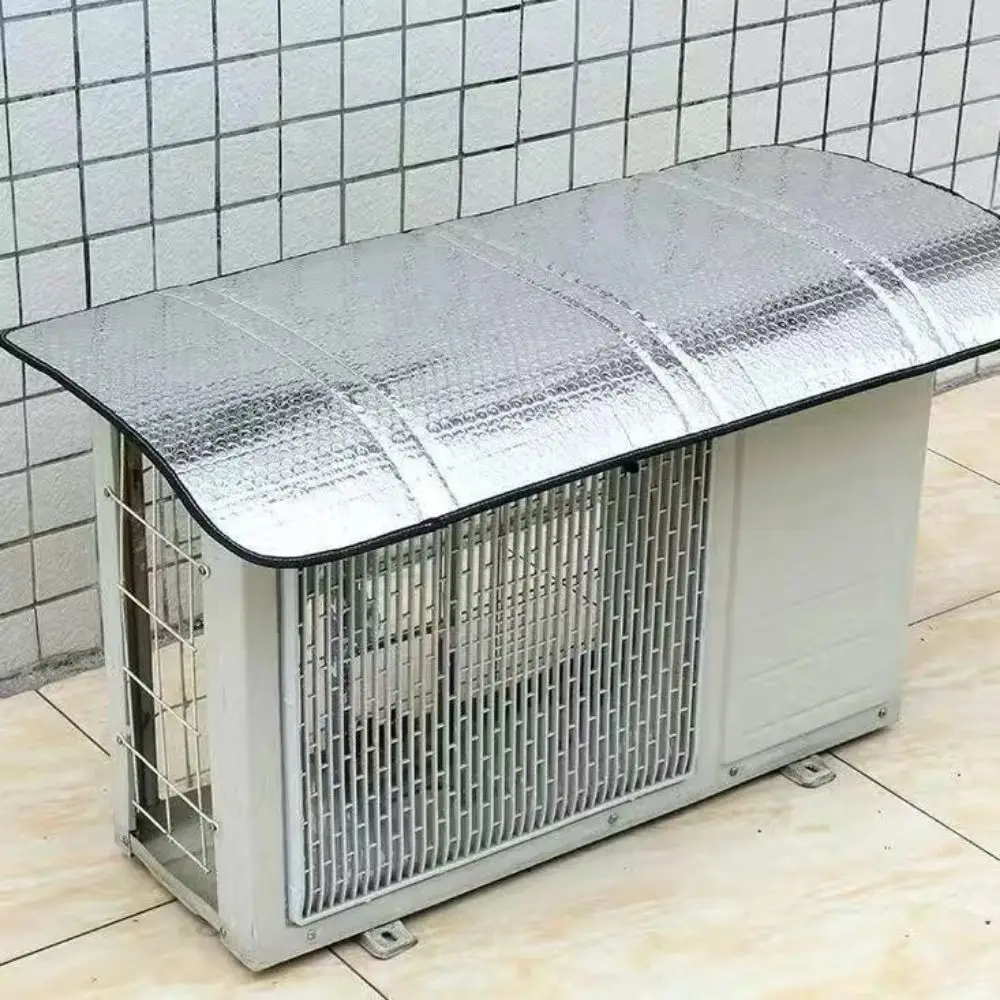 Aluminum Foil Air Conditioning Cover Rainproof Energy Saving Air Conditioning Dust Cover with Elastic Band Sun-Resistant