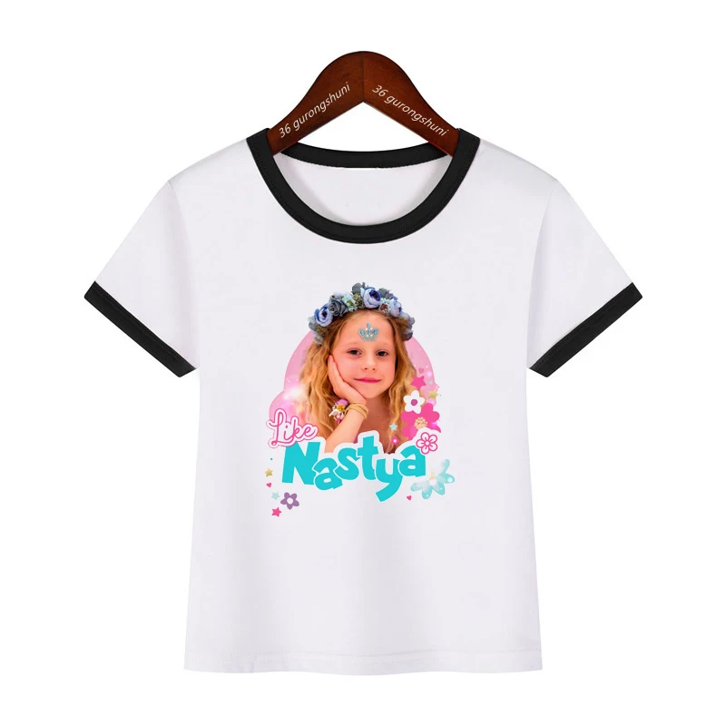 Kawaii Girls t shirt Like Nastya Graphic Print Tshirt for Girls Kids Clothes White Short Sleeve Tshirt Harajuku Shirt wholesale