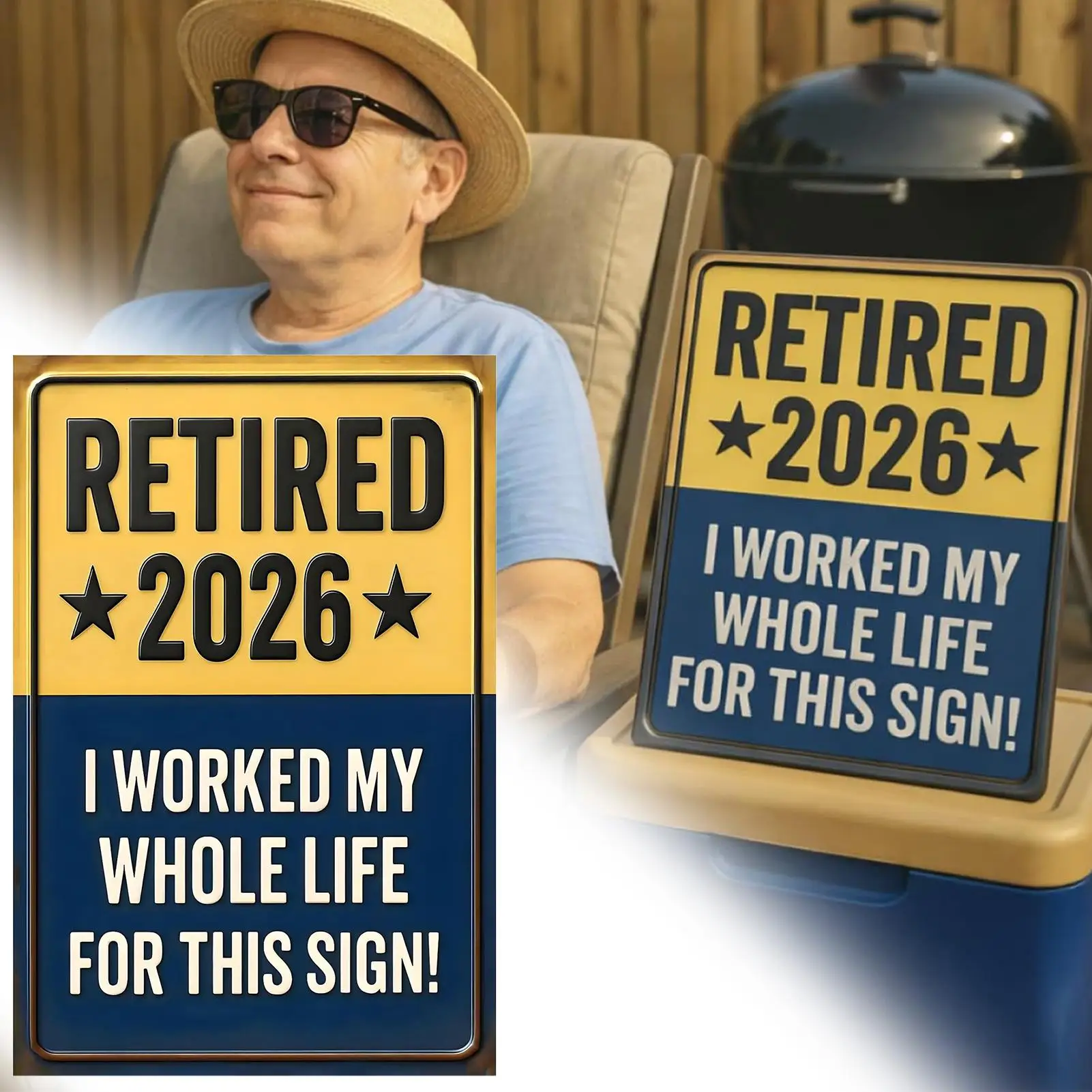 2026 Retired Sign Bright Eye-Catching Keepsake Retired Sign Retirement Party Decoration For Women Men Home Bedroom Offices Cafes