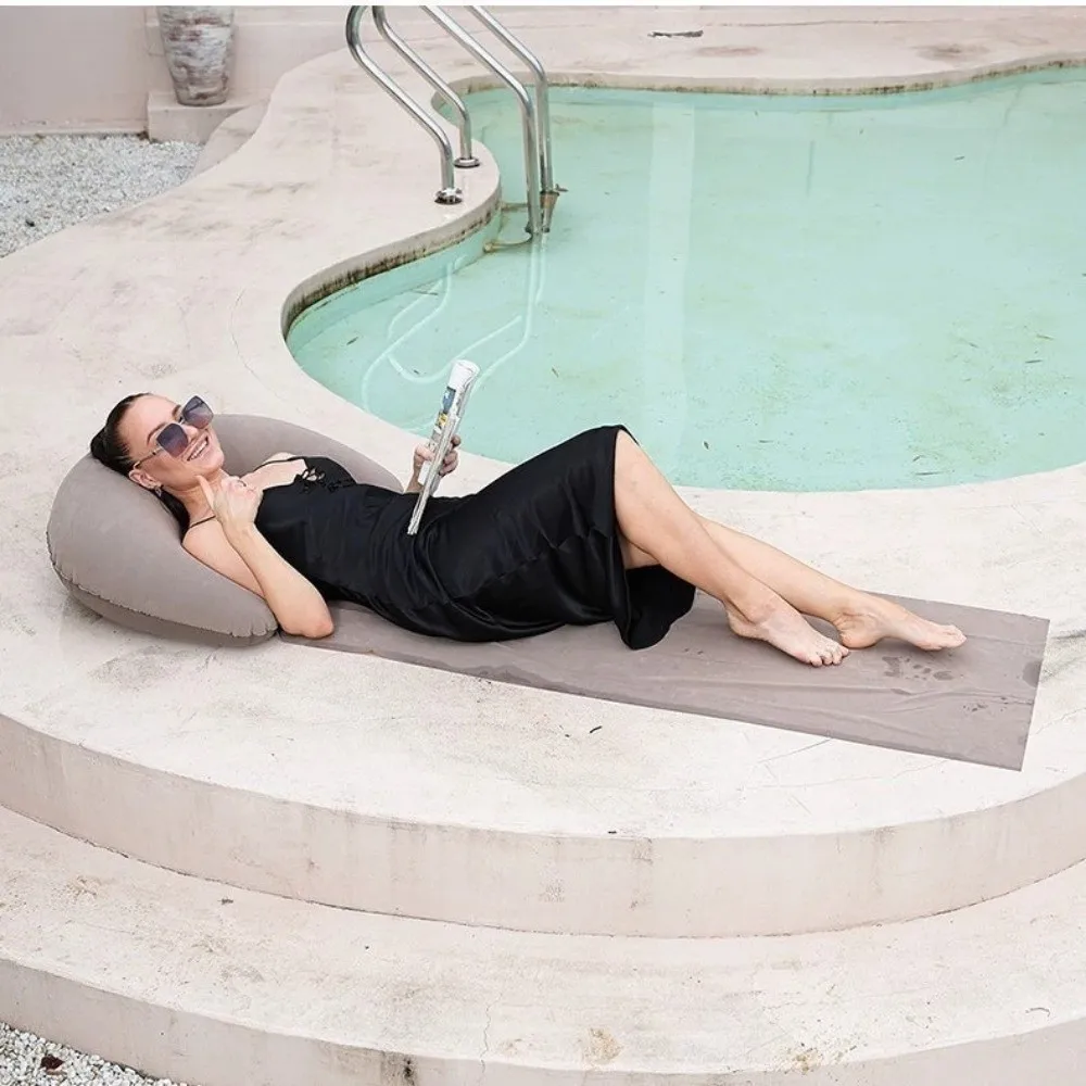 Beach Chair PVC Inflatable Beach Mat Moisture Proof Foldable Beach Sleeping Mat Portable Design Convenient Grass Cushion Leisure