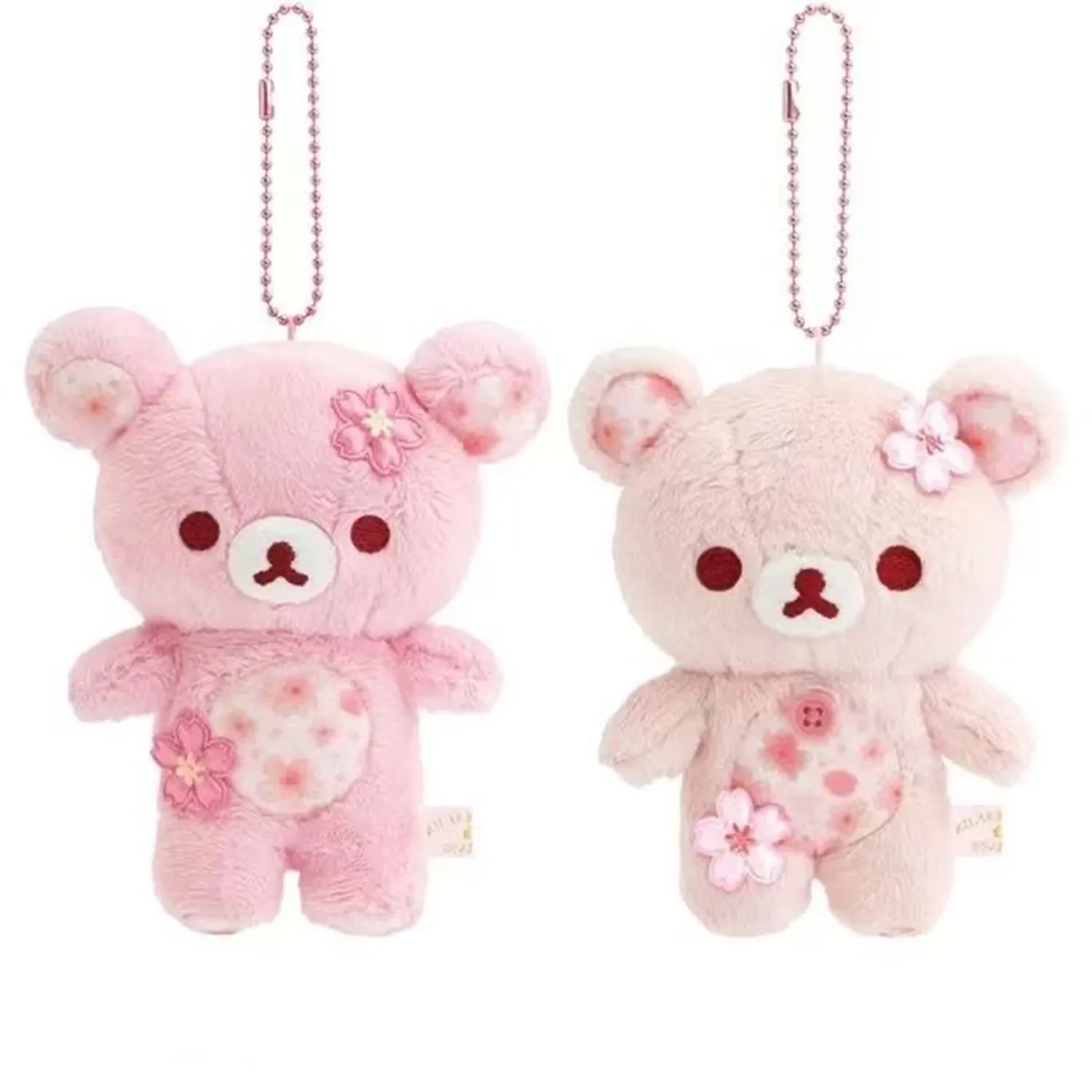 

New Cute Rilakkuma Korilakkuma Bear Cherry blossom Girls Plush Keychain Chains Small Pandent Kids Stuffed Toys For Children 12CM