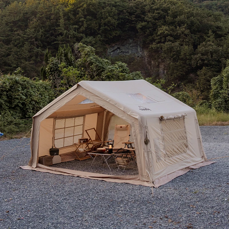 

Надувная палатка Coody 10.0 Air Tent-Beige для 4-6 человек с насосом, водонепроницаемая, ветрозащитная, простая в установке