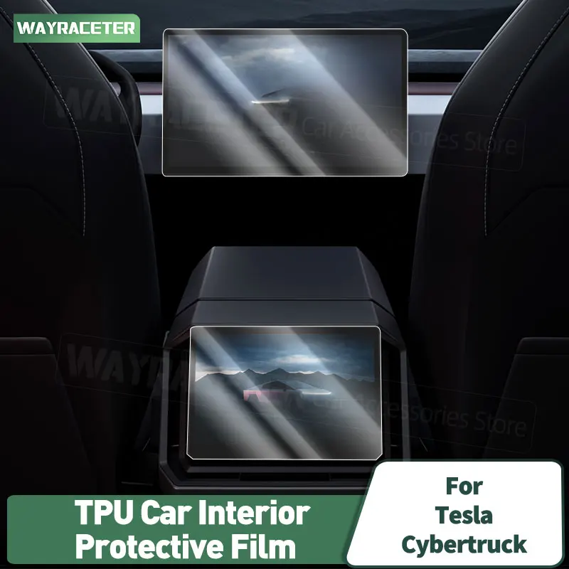 

2 Pcs/Set Car Interior Navigation Dashboard TPU Transparent Protective Film For Tesla Cybertruck 2026 2025 2024 Accessories