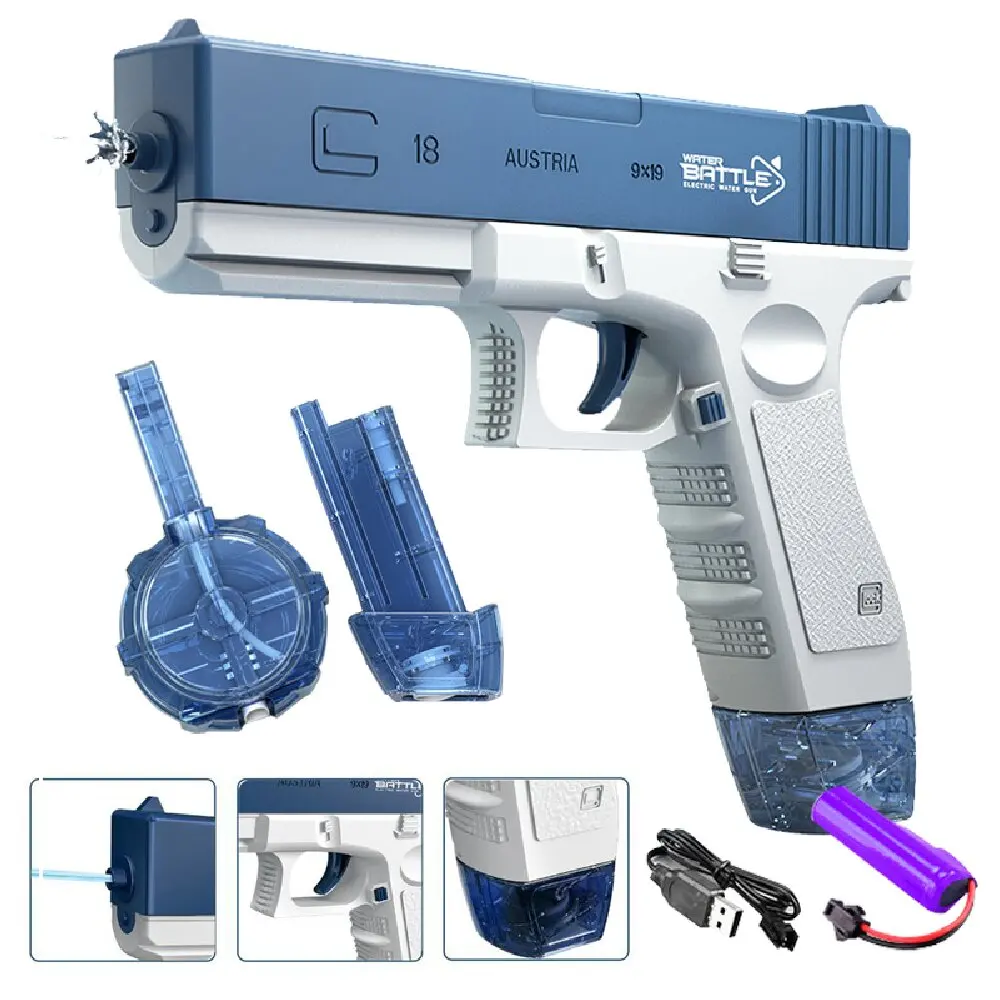 Water Gun Electronic Toy Children High Pressure Automatic Powerful Glock Water Gun Electric Toy for Children Summer Toys Adults