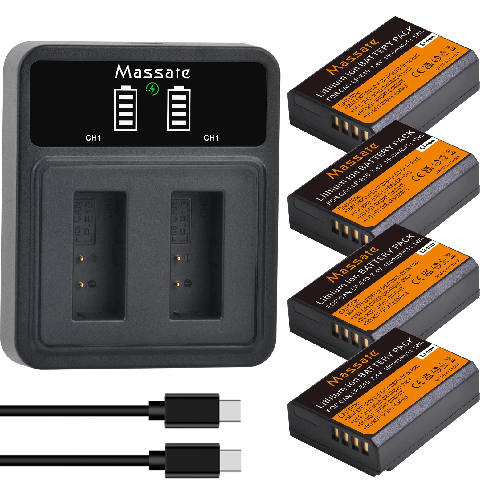 

Massate 1500mAh LP-E10 LPE10 LP E10 Battery +Dual USB Charger for Canon EOS 1100D 1200D 2000D Rebel T3 T3 T5 T6 T7 Kiss X50 X70