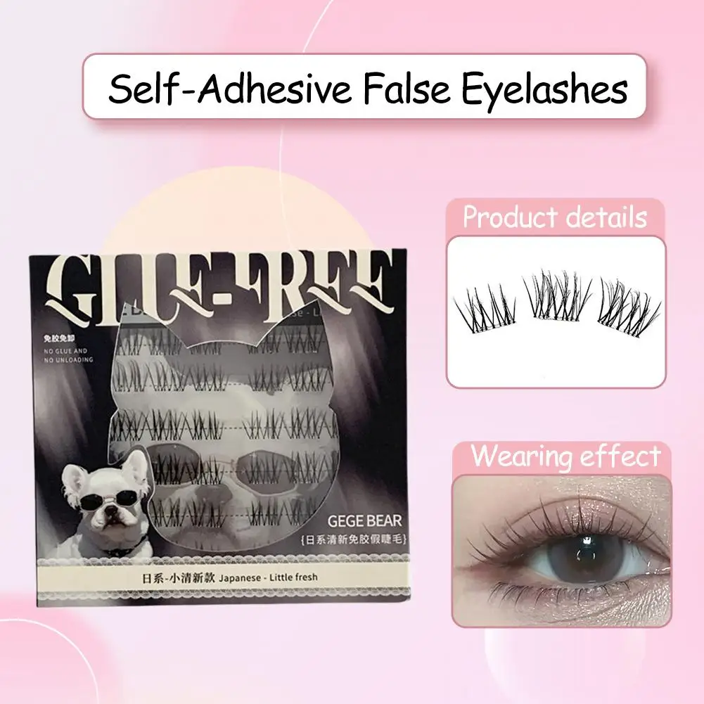 Voluminöse, kleberfreie, selbstklebende falsche Wimpern, Anime-Anwendung, dicke Wimpern, flauschiges Curling-Auge, natürlich, einfach, D3L2