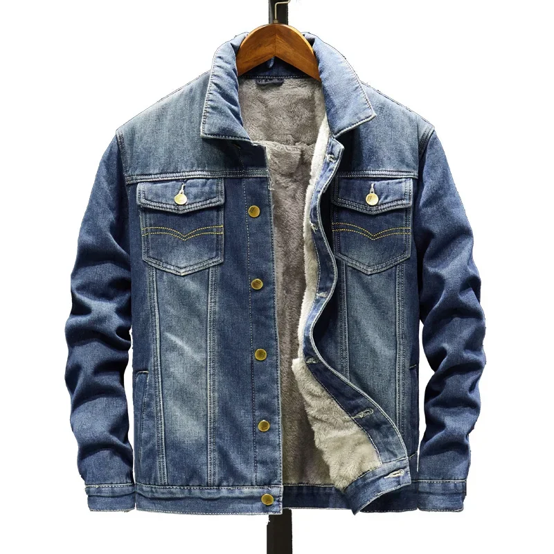 Winter Padded And Thickened Denim Jacket Men\'s Denim Casual Jacket